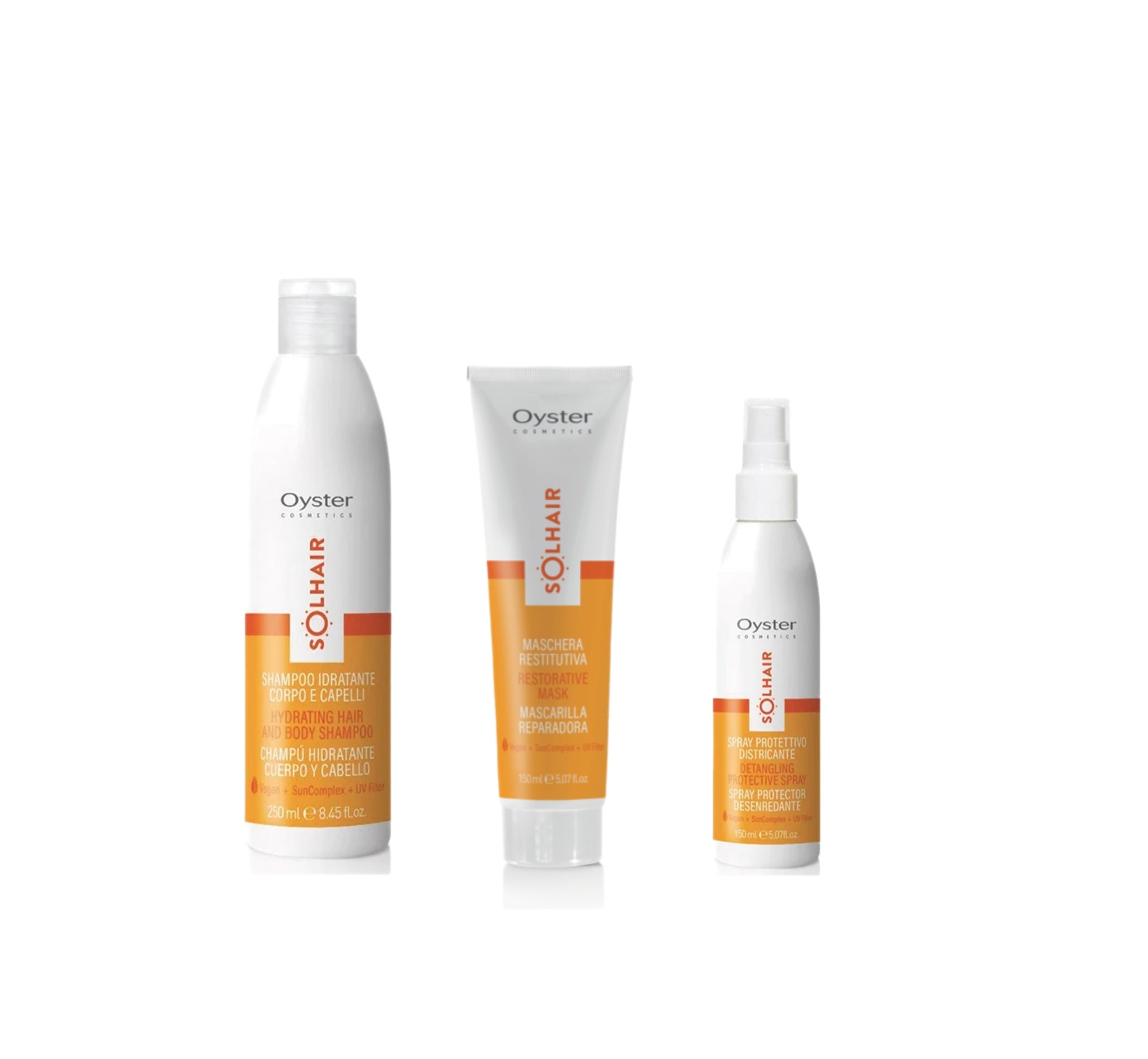 Oyster Solhair Kit Shampoo, Maschera e Spray Protettivo Solare