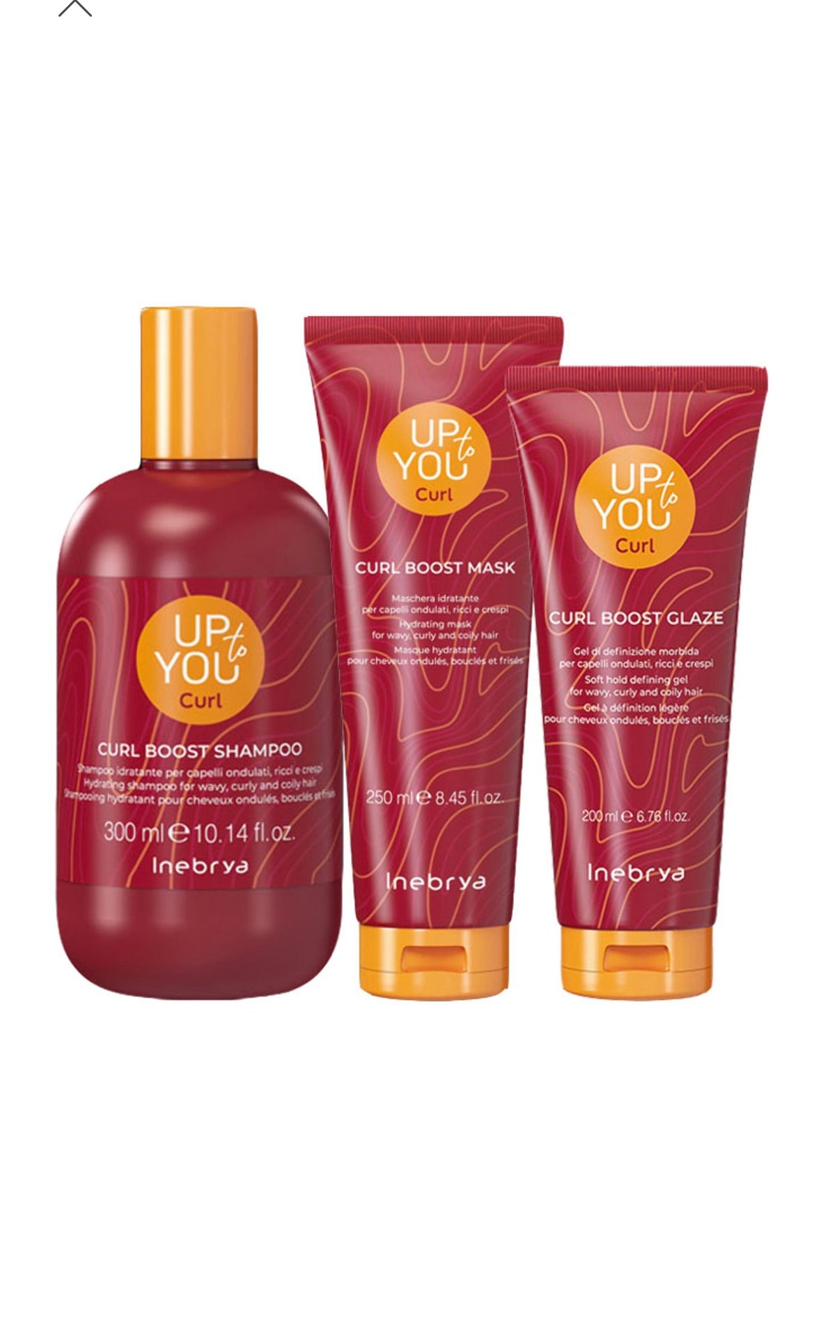 INEBRYA Kit Ricci Up To You Boost Curl Shampoo 300ml + Mask 250ml + Curl Boost Glazed
