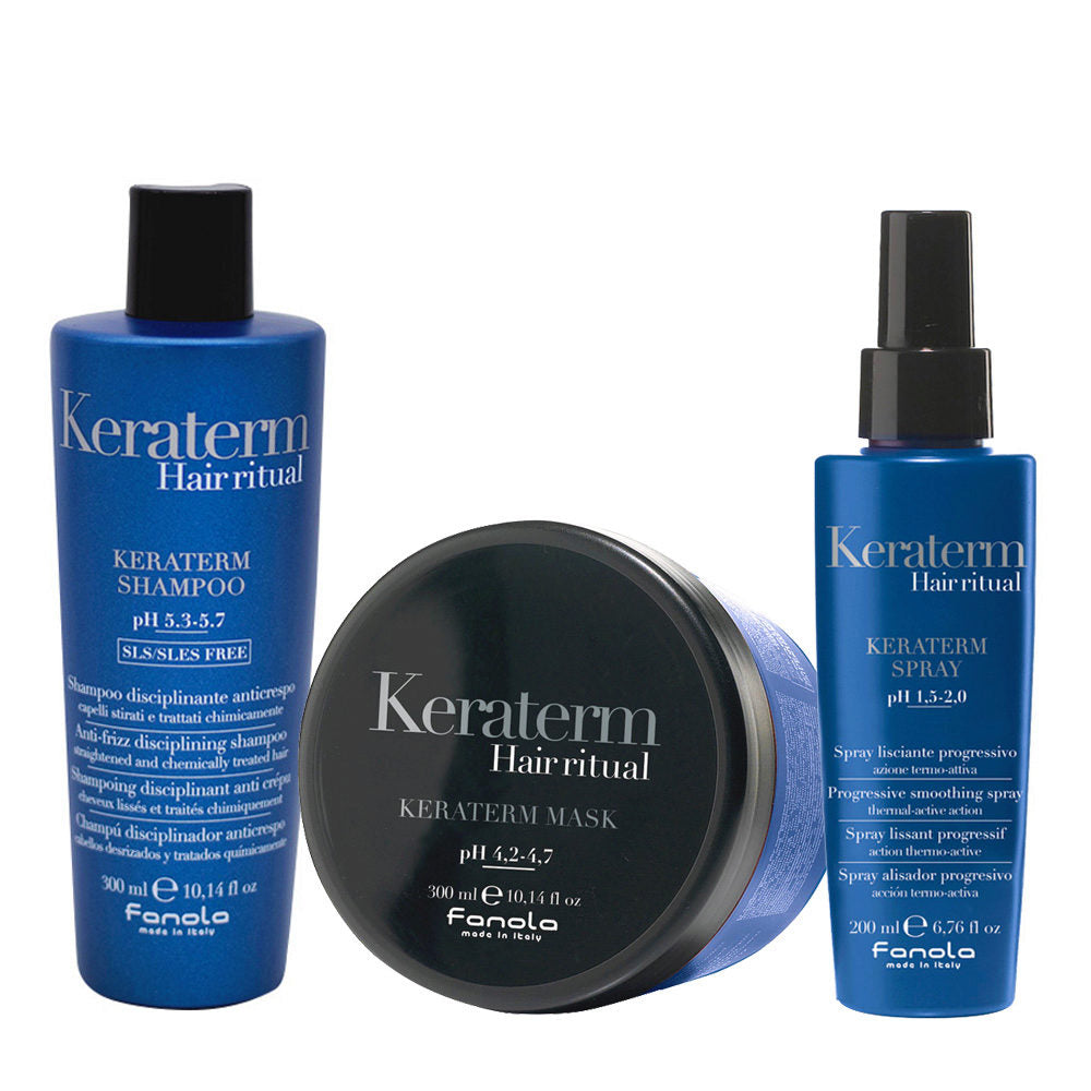 Fanola Keraterm Kit Anticrespo Shampoo, Maschera, Spray