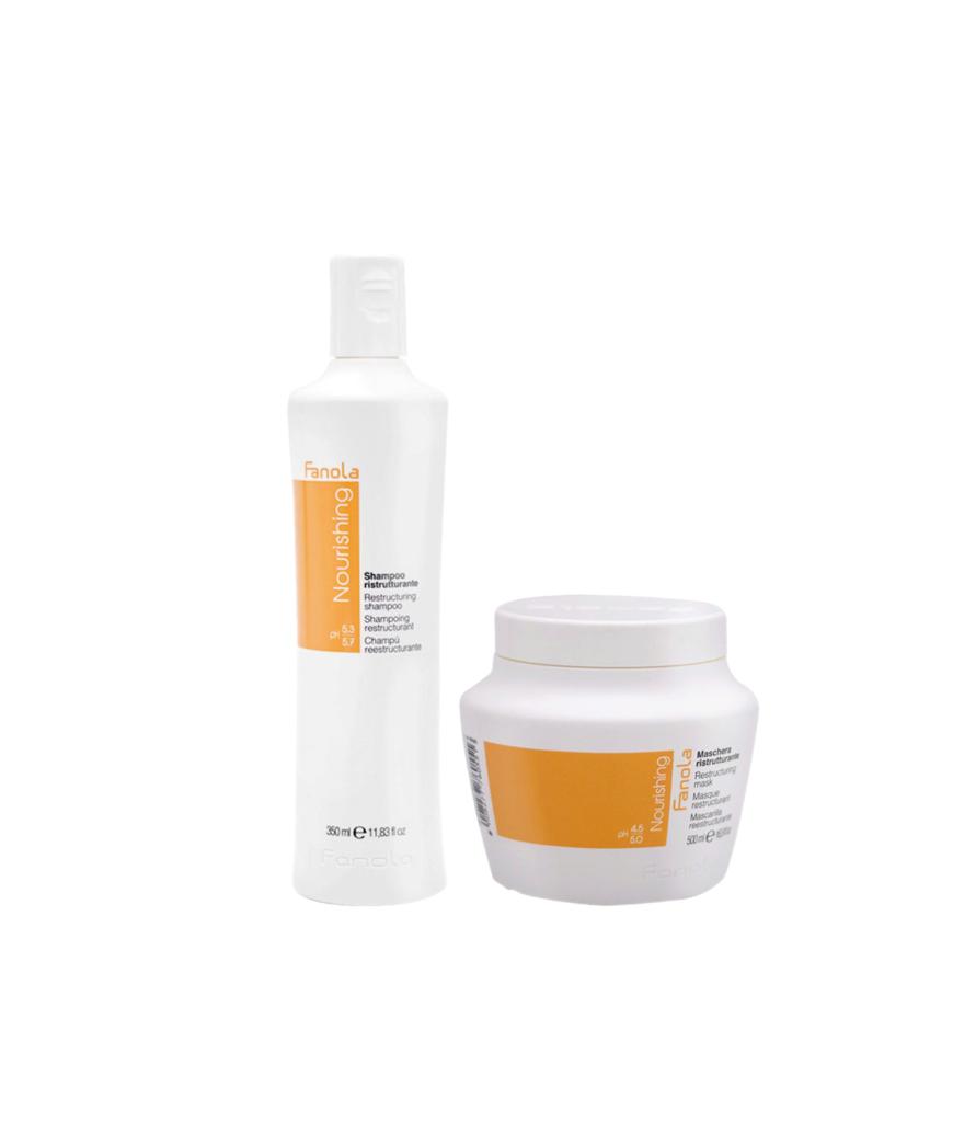 Fanola Nourishing Kit Shampoo e Maschera Ristrutturante Capelli Danneggiati