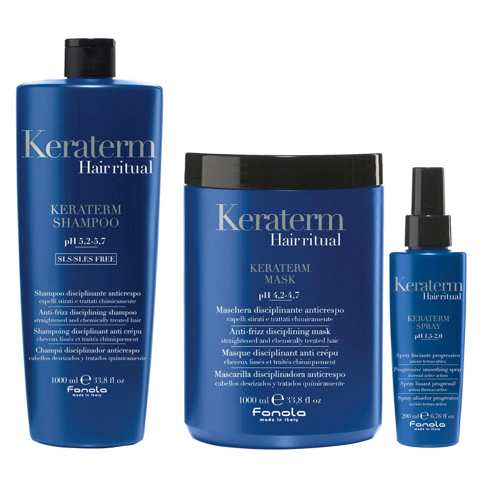 Fanola Keraterm Kit Anticrespo Shampoo, Maschera, Spray